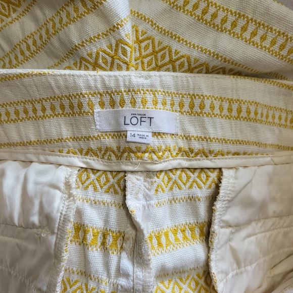 Loft Womens Riviera Gold White Geometric Striped Preppy Boho Pockets Shorts 14 - Picture 5 of 10